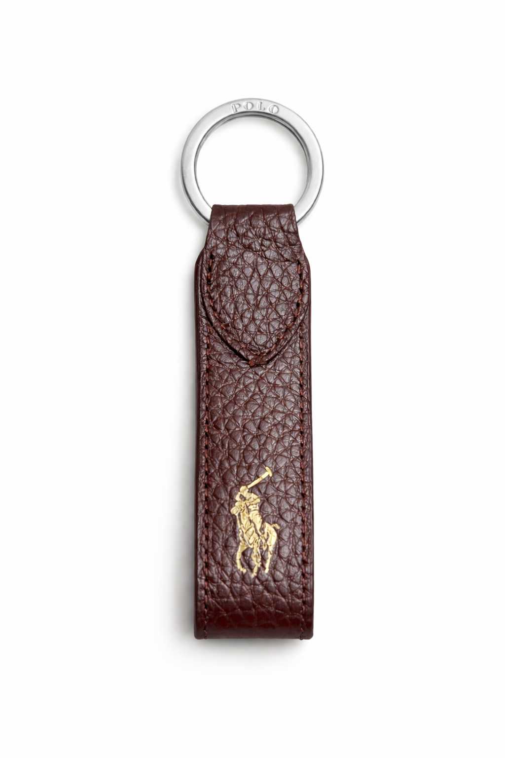 Pebble Leather Brown Keychain