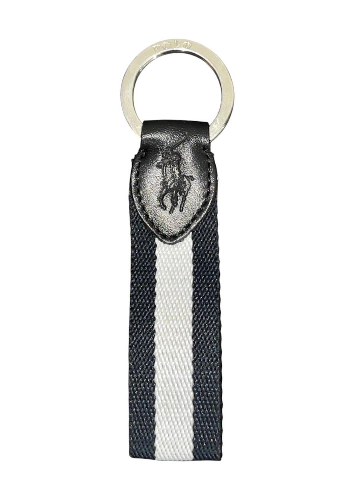 Polo Tri Color Navy White Leather Keychain